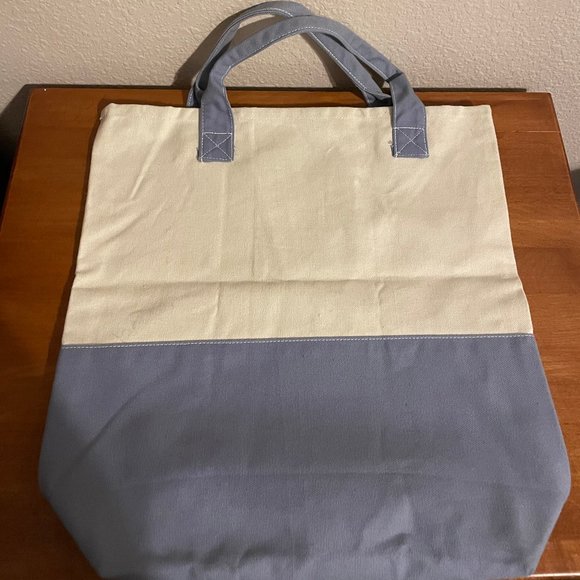 Vintage 1990’s MARTHA STEWART LIVING Blue and Cream Canvas Tote Bag - Picture 4 of 7